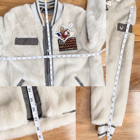 True Religion Off White Faux Fur Long Coat Parka Mobwife Streetwear Old Money S - Picture 12 of 12
